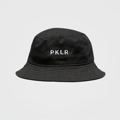 PKLR BUCKET HAT - PKLR Sport Black Cotton Trendy Snapback Hat, Trendy Black Cotton Snapback Hat, Black Hat With Logo Print And Flat Brim, Classic Black Baseball Cap With Logo Print, Black Hats With Embroidered Logo For Streetwear, Classic Hats With Logo Print For Streetwear, Classic Black Snapback Hat With Embroidered Logo, Classic Logo Print Hat For Streetwear, Trendy Black Bucket Hat With Short Brim