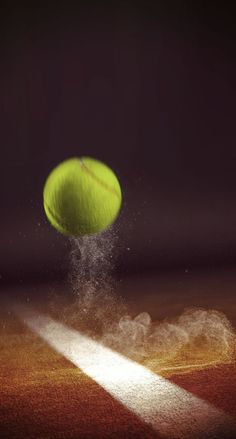 a tennis ball is flying through the air