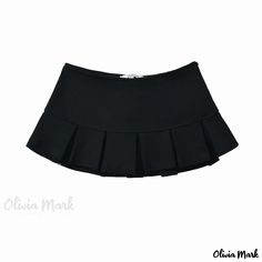 Olivia Mark - Winter Fashion Casual Basic Pleated Mini Skirt Casual Fitted Black Pleated Skirt, Chic Fitted School Skirt, Chic Fitted Skirt For School, Black School Tennis Skirt For Spring, Black Spring Tennis Skirt For School, Black Tennis Skirt For School In Spring, Classic Black Mini Skirt For Party, Chic Black Skort For School, Chic Skirted Bottoms For School