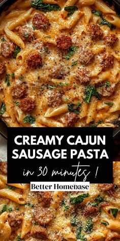 creamy cajun sausage pasta in 30 minutes is an easy dinner recipe that's perfect for busy nights