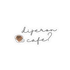 a sticker that says diperon cafe with a cup of coffee in the middle