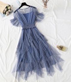 Cute A line short dress fashion dress Fabric: blended Color: gray, pink, apricot, blue Size(cm): S, M, L, XL S length 110 bust 92 M length 111 bust 96 L length 112 bust 100 XL length 113 bust 104 A Line Tulle Dress, A Line Short Dress, Blue Tulle Dress, Informal Dress, Short Dress Styles, Fashion Illustration Sketches Dresses, Dress With Sequins, Dark Blue Dress, Marine Uniform