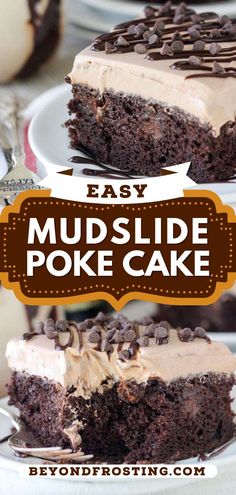 Mudslide Poke Cake, poke cake, chocolate desserts, simple sweet treats, baking recipes Mudslide Cake Recipe, Best Box Cake, Recipes For Parties, Boozy Chocolate, Mudslide, Boozy Desserts