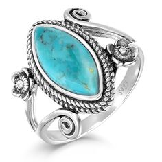 PRICES MAY VARY. Elegant 925 Sterling Silver: This ring is meticulously crafted from high-quality 925 Sterling Silver, ensuring durability and a sophisticated appearance that complements any style. anti-allergic,never fade, no rust. FIVE SIZE – Our Turquoise ring is suitable for women,girls,Size from 5 to 9 to Fit to You Finger Perfectly.– No special tools needed, – Intricately carved and oxidized by hand, so every detail is clear and vivid. Stunning Turquoise Gemstone: Adorned with a vibrant 15 Turquoise Heart Ring, Rings Vintage Boho, Vintage Turquoise Jewelry, Turquoise Statement Ring, Boho Turquoise, Silver Flower Ring, Fake Nose Rings, Sterling Silver Stacking Rings, Birthday Jewelry