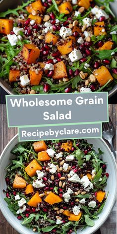 Savor the perfect balance of flavors and textures with this Wholesome Grain Salad. Featuring a mix of hearty grains, roasted butternut squash, fresh arugula, and a tangy honey mustard dressing, this vibrant salad is ideal for meal prep or a healthy lunch.

Key Ingredients:

½ butternut squash, roasted
½ cup each of cooked quinoa, farro, and black rice
¼ cup pomegranate seeds
3.5 oz feta cheese
Colorful, wholesome, and packed with flavor—fuel your day with this nutritious salad!