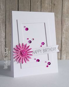 a birthday card with a pink flower on it