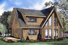 this is an artist's rendering of the cabin style house plans for small homes