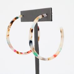 "❤️Bauble Sky PROMOTION❤️ ▪️Buy 1 Get 10% OFF ▪️Free Shipping Over $35 (USA domestic only) [ Circle Acetate Fashion Hoop Earrings] : simple & modern multi colored resin in push back earrings. We offer 2 sizes of the hoop. This lightweight earring is simple and modern, but stylish. Bauble Sky modern earring is a Must-have Item for your Special Day and Everyday! With it, You will look more charming and attractive. ♥Size Options [Large]: 2\" (50mm) [Small]: 1 1/8\" (30mm) ♥Color Option [MULTI]: Trendy Small Hoop Resin Earrings, Multicolor Plastic Earrings For Summer, Multicolor Plastic Summer Earrings, Trendy Hypoallergenic Hoop Earrings For Summer, Trendy Hypoallergenic Summer Hoop Earrings, Trendy Summer Hypoallergenic Hoop Earrings, Summer Multicolor Plastic Earrings, Trendy Plastic Hoop Earrings, Trendy Small Hoop Plastic Earrings