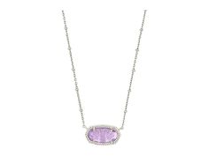 Kendra Scott Elisa Satellite Short Necklace - Necklace : Rhodium Purple Amethyst : Beautiful links and interruptions construct the Kendra Scott Elisa Satellite Short Necklace. A framed stone pendant creates an eye-catching and layerable piece. Please refer to color selection for stone detail. 14K gold or rhodium - both plated over brass. Lobster claw closure with extender. Imported. Measurements: Chain Circumference: 14 in Adjuster Length: 3 in Pendant Height: 2 5 in Pendant Width: 2 9 in Weight Purple Wishlist, Kendra Scott Necklace Pink Silver, Silver Kendra Scott Necklace, Kendra Scott Necklace Silver, Purple Kendra Scott Necklace, Kendra Scott Necklace Silver Blue, Kendra Scott Blue Necklace, Necklaces Kendra Scott, Iridescent Drusy Kendra Scott