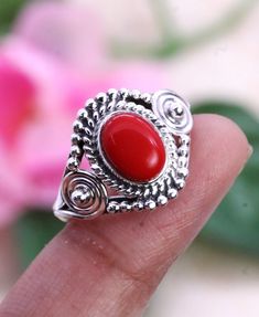 925 Silver Ring, Red Coral Ring, Gemstone Ring, Designer Ring, Oval Shape Ring, Partywear Ring, Wedding Ring, Customized ring size J TO Z Gemstone - Red Coral ( please select your ring size in drop down menu ) Gemstone Shape -  Oval Stone size :-  Metal - 925 Sterling Silver Metal Purity - 92.5% Solid Silver Customization: After you order, we will craft your selected ring as per your required ring size. Ring size chart is also uploaded. Handling Time - We will dispatch your item within 6-10 working days after confirmation of order. Shipping :- Domestic Shipping - We use Royal Mail UK/Hermes/DPD etc as for our delivery service as it is the most reliable and trustable service. normal delivery time is 5-6 working days. International Shipping - International Package Delivery Time is Approx. 10 Red Oval Cabochon Ring, Red Oval Cabochon Gemstone Ring, Orange Oval Sterling Silver Ring, Red Coral Ring Design Women, Red Oval Sterling Silver Crystal Ring, Oval Multi-stone Ruby Ring In Sterling Silver, Red Sterling Silver Oval Cabochon Ring, Coral Ring, Oval Stone