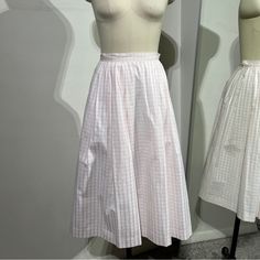 Courreges Pink Skirt Cotton Midi Plead Size Xs Pre-Owned, Vintage From Japan In Great Condition Fitted Pleated Skirt For Spring Daywear, Classic Fitted Tiered Skirt, Pink Long Skirt For Daywear, Feminine Pleated Skirt For Daywear, Feminine Fitted Full Skirt, Classic Tiered Skirt For Spring, Feminine Flared Skirt For Daywear, Feminine Relaxed Skirt For Daywear, Feminine Relaxed Fit Skirt For Daywear