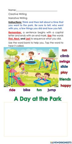 an activity booklet for children to learn how to play in the park