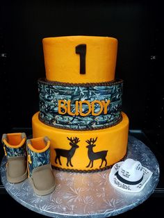 a birthday cake with shoes on top