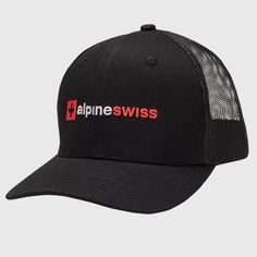 Trucker Hat By Alpine Swiss Product Features: Cotton and Polyester Mesh CLASSIC – The Alpine Swiss trucker hat is a classic casual cap perfect for everyday to go anywhere and do anything. DESIGN – Structured mid profile crown, slightly curved visor to protect you from the sun and adjustable snapback with 7 different holes to adjust to your perfect fit, one size fits most. STYLISH – Features two different logo options: embroidered Alpine Swiss logo or faux leather patch stamp logo. VENTILATED – A Black Trucker Hat For Travel, Black Trucker Hat Baseball Cap For Travel, Outdoor Flat Brim Baseball Cap With Embroidered Logo, Outdoor Baseball Cap With Embroidered Logo And Flat Brim, Black Curved Bill Baseball Cap For Travel, Classic Black Hat For Outdoor Activities, Classic Trucker Hat Baseball Cap For Outdoor, Classic Trucker Hat For Outdoor, Black Flat Bill Baseball Cap For Travel