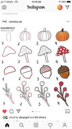 the instagram page shows how to draw different types of mushrooms