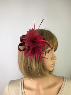 img_4459-2 Burgundy Fascinator, Feather Wedding, Second Weddings, Special Occasion Outfits, Bride Clothes, Burgundy Wedding