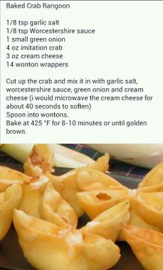 the recipe for baked crab rangoons is displayed on an iphone screen, and it appears to be in english