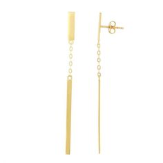 14K Gold Polished Bar Linear Drop Earring,  Push Back Dangle Drop Earrings Highly polished to a magnificent shine Colors: Yellow, Rose, White Great Gift for any occasion. We Ship from New York City. Questions and Returns Please message us for any questions related to our items and we will answer as soon as possible. Thank You and We Appreciate Your Business Solid Gold Earrings, Black Jewelry, Yellow Gold Earring, Gold Bar, Gold Polish, Gold Drop Earrings, 14kt Gold, Unique Earrings, Wedding Earrings