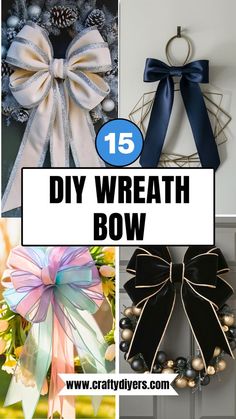 15 DIY Wreath Bow [For Every Ocassion] Making Bows For Wreaths Easy Diy, Diy Bow For Wreath, Diy Wreath Bow Tutorial, Making Bows For Wreaths, Diy Wreath Bow, Wreath Stand, Wreath Bows, Pastel Bows, Homemade Bows