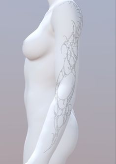 a white female mannequin with tattoos on her arm