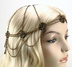 medieval headchain bronze headpiece Wasila Postpartum Hair Regrowth, Medieval Headpiece, Viking Lifestyle, Medieval Headwear, Medieval Accessories, Fair Outfit, Postpartum Hair, Medieval Hairstyles, Alternative Universe