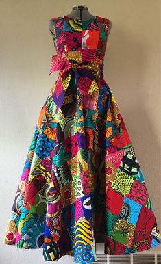 Brilliant African Wax Print Patchwork High Waist A Line Maxi | Etsy Luxury Multicolor Dress With Tie Waist, Luxury Patchwork Dresses For Spring, Patchwork Dress Wedding, Luxury Summer Patchwork Dresses, Cheap Patchwork Dresses For Fall, Cheap Party Dresses With Patchwork, Naija Hollowed Out Pach Work Dresses, Luxury Patchwork Dresses For Women, Cheap Patchwork Dresses For Summer