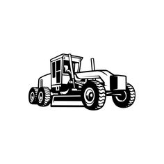 a black and white drawing of a tractor