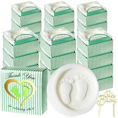 baby feet waxing moulder and 12 packs of soaps in gift box