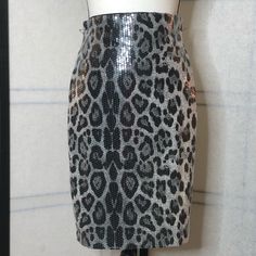 Beautiful New Never Worn Animal Print Mini Skirt. Has Clear Sequin And A Hidden Electric Waist. 21 Inches Length. Gray Fitted Skirt For Party, Fitted Gray Skirt For Party, Gray Fitted Party Skirt, Fitted Leopard Print Skirt For Party, Fitted Leopard Print Party Skirt, Animal Print Mini Skirt, Print Mini Skirt, Denim Skirt Women, Skirt Women