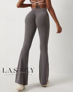 Lasaky - Performance-enhancing Rapid-Dry Flared Active Pants for Enhanced Lower Body Contour Non-stretch Gym Bottoms, High Waist High Stretch Gray Pants, Gray High Waist High Stretch Pants, Gray Wide Leg Gym Bottoms, High Stretch Wide Leg Workout Pants, High Stretch High-waisted Pants, High Stretch Solid Color High-cut Leg Pants, High-cut Leg Yoga Bottoms, Stretch Gray High Waist Wide Leg Pants