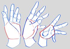 the hands are drawn in blue and red