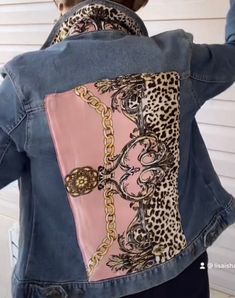 A classic custom denim jacket embellished with a classic silk scarf on back, collar and cuffs Refashion Clothes Upcycling, Wearable Crafts, Embellished Jean Jacket, Jean Jacket Diy, Vest Ideas, Altered Clothes, Custom Jean, Merchandise Ideas, Custom Jean Jacket