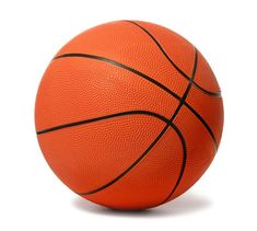 an orange basketball sitting on top of a white surface with black lines running down it's side