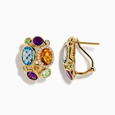 Mosaic 14K Yellow Gold Multi Gemstone Earrings Gold Yellow, Gemstone Earrings, Mosaic, Yellow Gold, Gemstones, Yellow, Gold