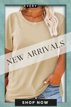 Apricot Plus Size Crew Neck T Shirt Beige Solid Color T-shirt For Summer, Beige Soft-washed Crew Neck T-shirt, Khaki Solid Color Short Sleeve Tops, Beige Soft-washed Crew Neck Top, Beige Solid Color Crew Neck T-shirt, Beige Crew Neck Soft-washed T-shirt, Beige Crew Neck T-shirt Solid Color, Khaki Short Sleeve Top, Beige Crew Neck T-shirt