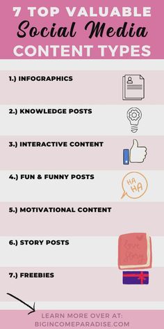 7 TOP Valuable Social Media Content Types. #SocialMediaMarketing #DigitalMarketing #SocialMediaStrategy #ContentMarketing #OnlineMarketing