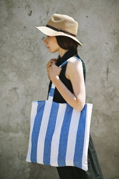 Blue white tote bag. Perfect for daily shopping or going to the beach.Size approx: 41x43cm  / 16.1' x 16.9 'Thank you so much for visiting our shop! Summer Shopping Tote Canvas Bag, Summer Tote Canvas Bag For Shopping, Blue Cotton Shoulder Beach Bag, Blue Bucket Beach Bag With Adjustable Strap, Blue Tote Beach Bag For Travel, Blue Double Handle Beach Bag For Travel, Summer Blue Canvas Bag For Shopping, Blue Cotton Beach Bag For Shopping, Blue Cotton Beach Bag For Vacation