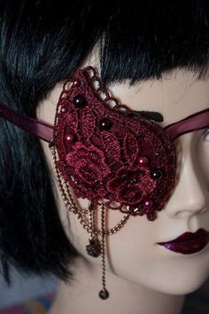 Beaded lace eye patch ~ Goth Eyepatch, Gothic Pirate, Mary Read, Anne Bonny, Eye Vision, Halloween 23, Steampunk Ideas