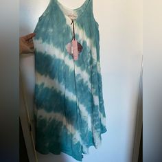 Size Small Casual Turquoise Maxi Dress For Summer, Turquoise Spring Sundress Maxi Dress, Spring Blue Beach Dress With Spaghetti Straps, Turquoise Sundress For Spring, Casual Flowy Turquoise Dress, Blue Spaghetti Strap Beach Dress For Spring, Blue Spaghetti Straps Beach Dress For Spring, Turquoise Sundress For Summer, Turquoise Sleeveless Sundress For Summer