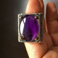 Designed and handcrafted by Turkish artisan jewelers. Quality meets perfection! Bold & Artistic METAL : .925 Sterling Silver STONE: natural Amethyst (origin: Brazil) STONE DIMENSIONS: 30 x 22 mm - 39ct SIZE: US 10.5 *for resizing please get in touch after order. Handmade Purple Gemstone Rings, Amethyst Gemstone Ring For Gift, Handmade Fine Jewelry Amethyst Ring For Formal Occasions, Amethyst Ring Gemstone Gift, Handmade Fine Jewelry Amethyst Gemstones, Handmade Amethyst Fine Jewelry, Luxury Sterling Silver Gemstones With Natural Stones, Handmade Amethyst Ring For Formal Occasions, Handmade Formal Fine Jewelry Amethyst Ring