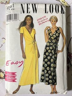 two women's dresses are shown on the cover of a sewing pattern, and one is