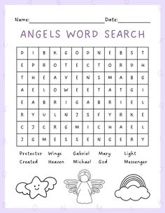 Angel Activity For Kids, Angels In The Bible, Sunday School Activity Sheets, Wednesday School, Teen Bible Lessons, Making Words Activities, El Elyon, Rainbow Ideas