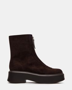 JONES Chocolate Brown Suede Zipper Lug Ankle Boot | Women's Booties – Steve Madden Kitten Heel Slingbacks, Women's Booties, Steve Madden Store, Mary Jane Heels, 2 Inch Heels, Christmas 2024, Sneaker Heels, Heeled Loafers, Shoes Booties