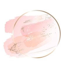 an abstract pink and gold background with a circular frame in the middle that has some paint splatters on it