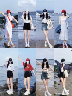 Summer K Pop Outfits, Aesthetic Beach Outfits Korean, Summer In Korea Outfits, Taiwan Outfit Summer, Summer Outfits Aesthetic Korean, Summer Outfit Korean Style, Ootd For Beach, Summer Outfits Korean Style