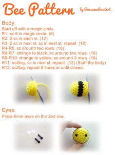 instructions for crochet bee pattern