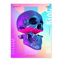 two skulls with different colored shapes and sizes are shown in this graphic art style photo