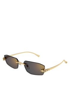 Cartier Panthere Classic 24 Carat Gold Plated Rimless Geometrical Sunglasses, 56mm Formal Brown Rimless Sunglasses, Brown Rimless Sunglasses For Formal Occasions, Brown Gold, Cartier, Jewelry Accessories, Gold Plate, Plating, Sunglasses, Gold