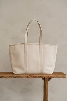 The Structured Tote Bag Luxury Canvas and Leather Work Bag INK + PORCELAIN x Dāl the Label Large Luxury Beige Bag, Luxury Large Beige Bag, Luxury Cream Tote Bag, Elegant Tote Canvas Bag For On-the-go, Large Modern Beige Bag, Elegant Large White Bag, Large Modern Beige Shoulder Bag, Luxury White Tote Travel Bag, Elegant Large Bags With Large Capacity