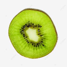 a kiwi cut in half on a white background